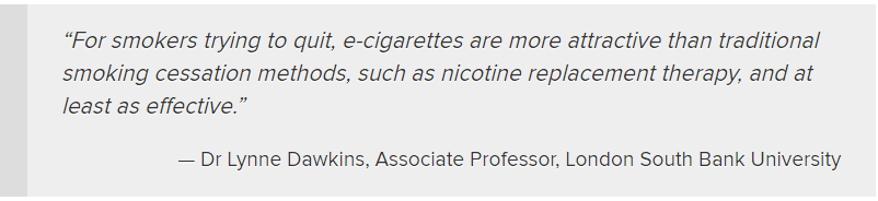 Dr Lynne Dawkins Quote, Using E-cigs as a Cessatuib Tool